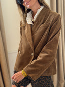 Veste Aleteia en velours de coton camel avec boutons dorés – Siamoise