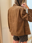 Veste Aleteia en velours de coton camel avec boutons dorés – Siamoise