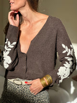 Brown leopold cardigan