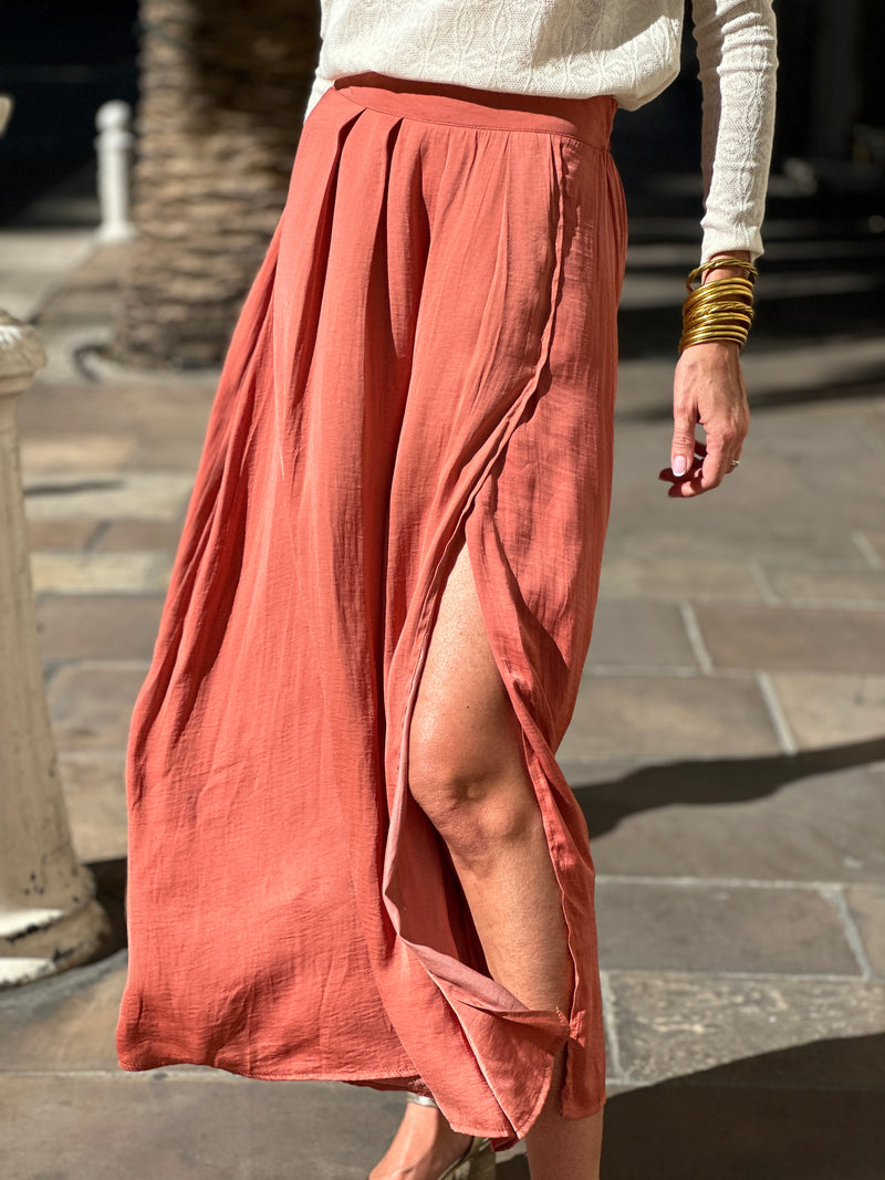 Frida Slit Skirt - Terracotta