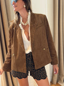 Veste Aleteia en velours de coton camel avec boutons dorés – Siamoise