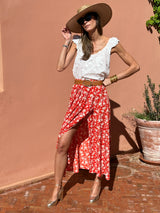 Frida Red Slit Skirt