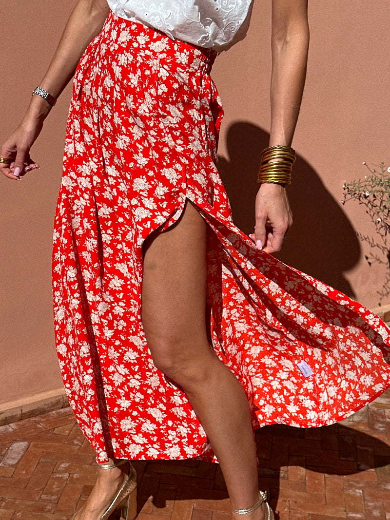 Frida Red Slit Skirt