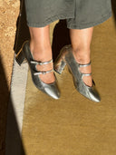 Chaussures Mary Jane - Babies à talons , double bride dorées - Siamoise