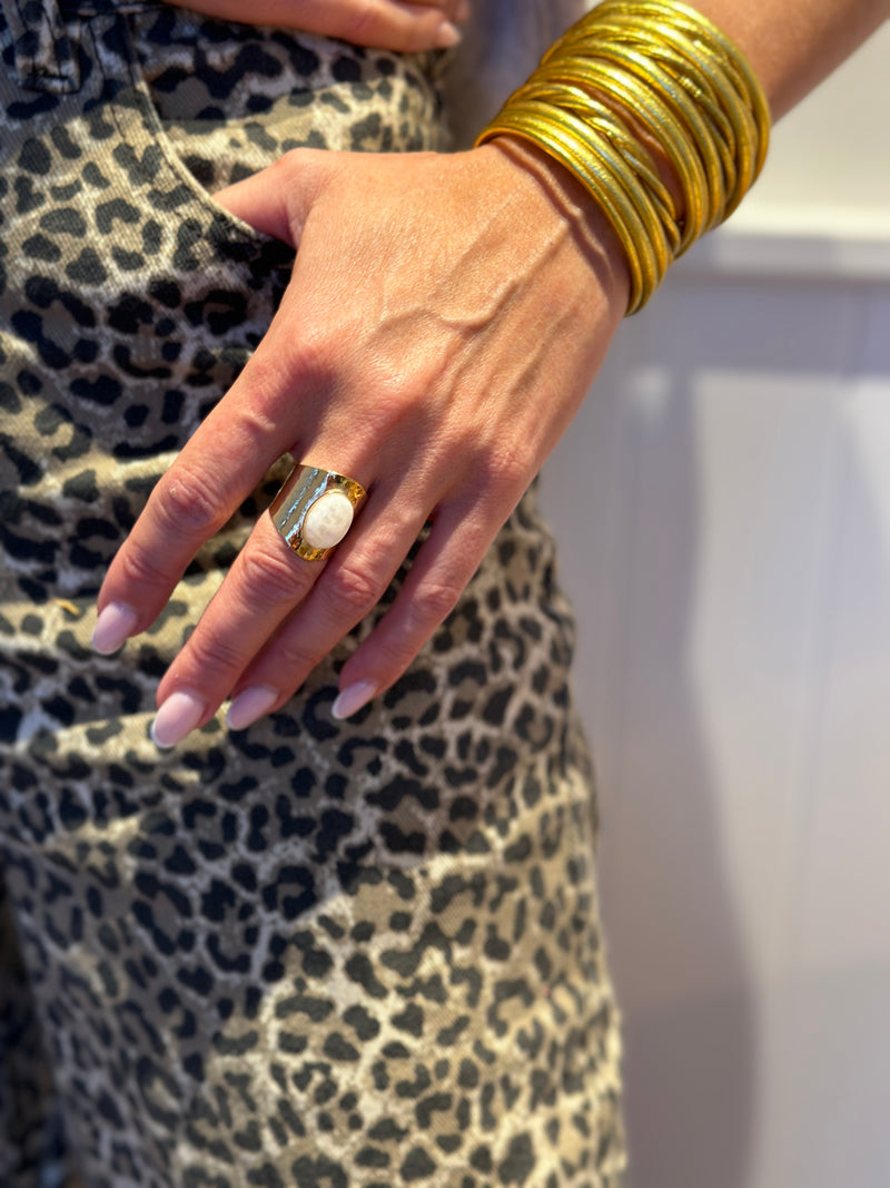 White Moonstone Ring