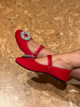 Ballerines Antonia  Rouge + Clip Bijoux