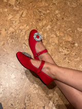 Ballerines Antonia  Rouge + Clip Bijoux