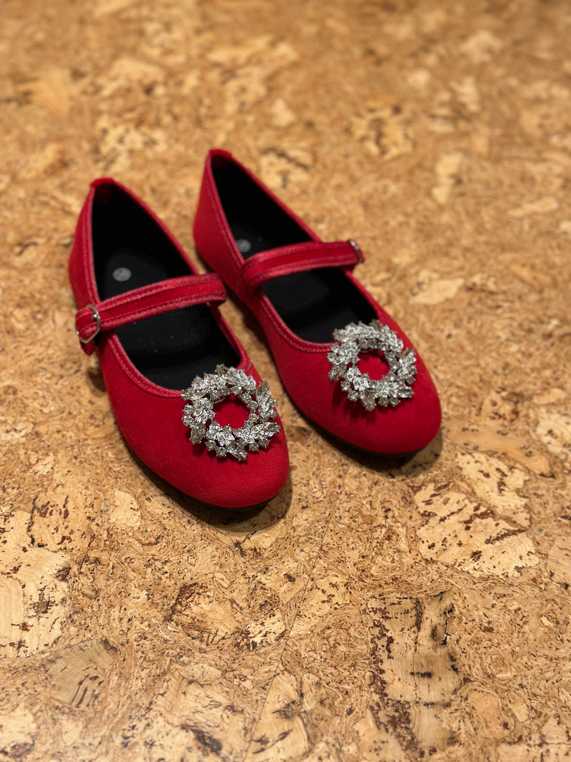 Ballerines Antonia  Rouge + Clip Bijoux