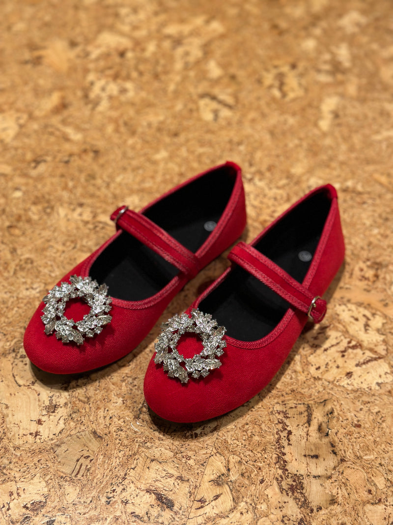 Ballerines Antonia  Rouge + Clip Bijoux