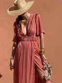 Robe Benedictine - Manches Courtes - Terracotta