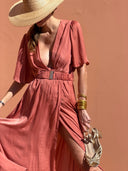 Robe Benedictine - Manches Courtes - Terracotta