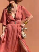 Robe Benedictine - Manches Courtes - Terracotta