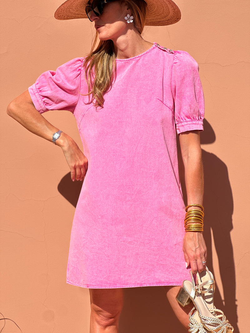 Henriette dress - short pink sleeves