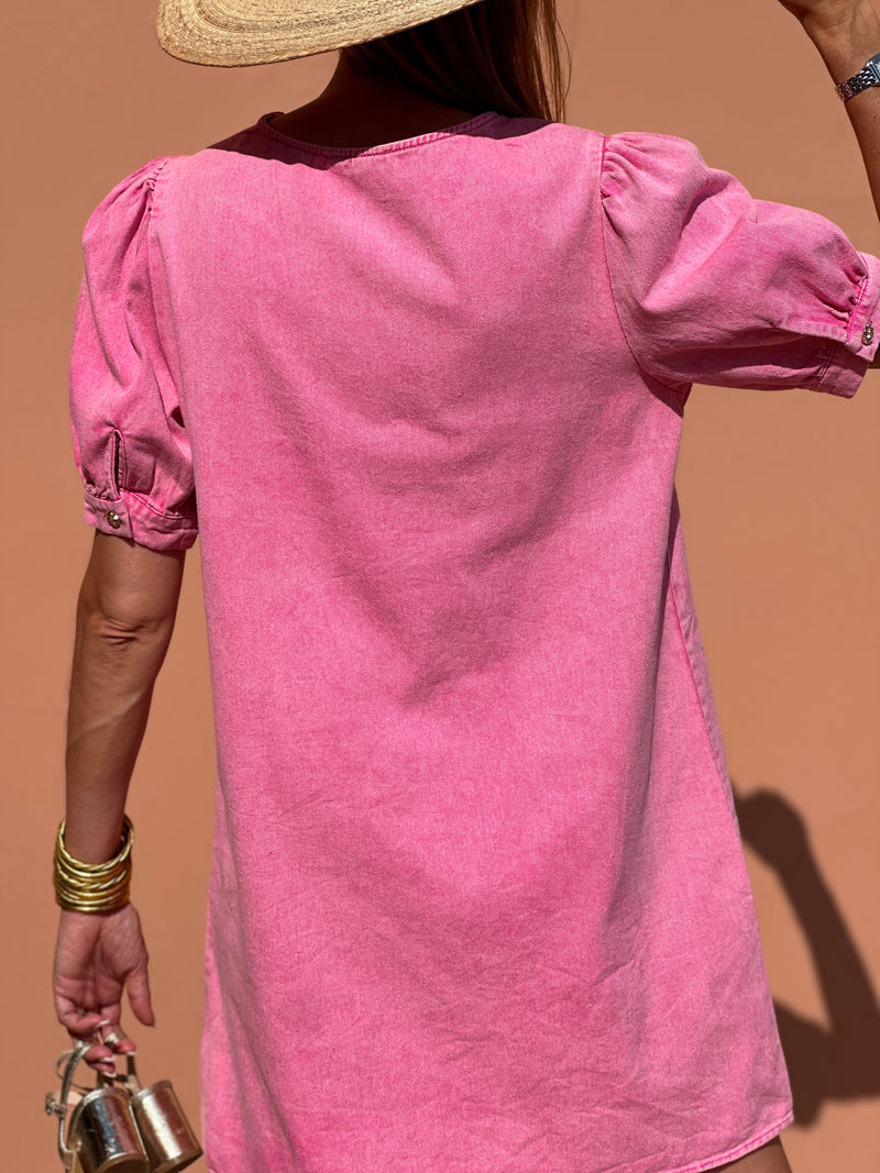 Henriette dress - short pink sleeves