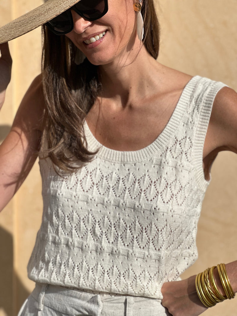 Knitted Reversible Tank Top Agathe - Beige