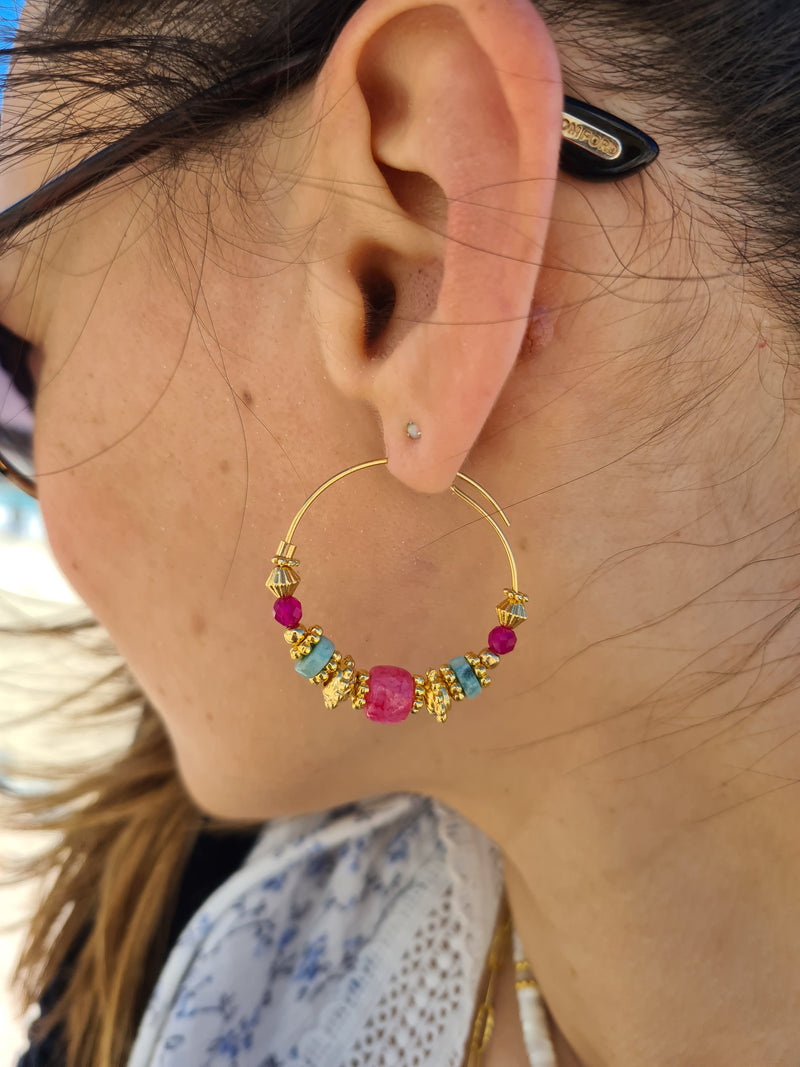 India earrings - Fuchsia